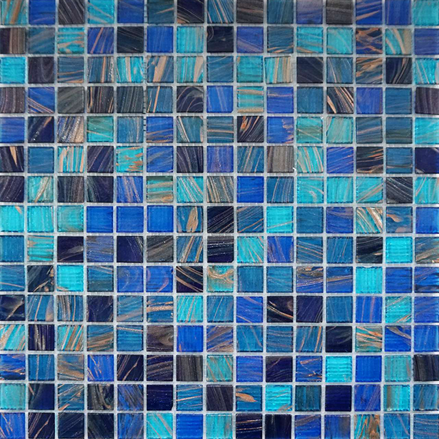 Foshan Supplier Blue Mixed Color Square Goldline Mosaic Tiles