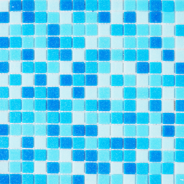 Square Blue Mix Hot Melt Glass Swimming Pool Mosaic Tile