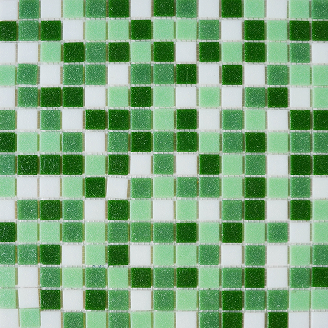 20X20 Green Mixed Square Vitreous Sanded Glass Mosaic Tile