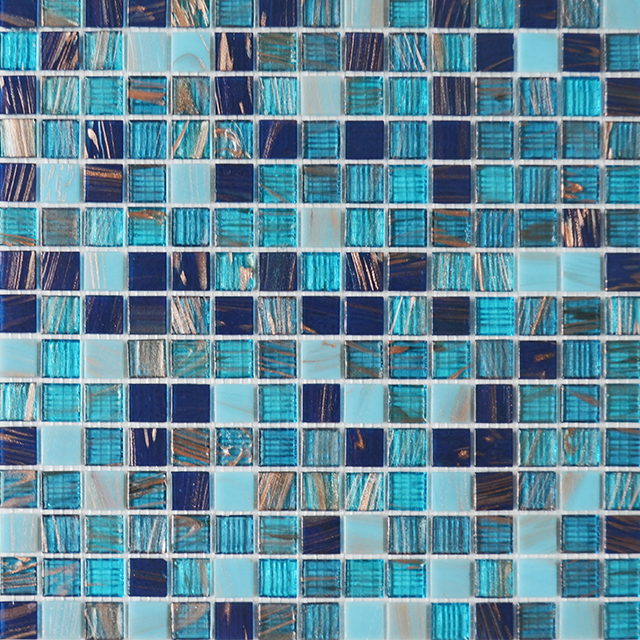 Foshan Supplier Blue Mixed Color Square Goldline Mosaic Tiles