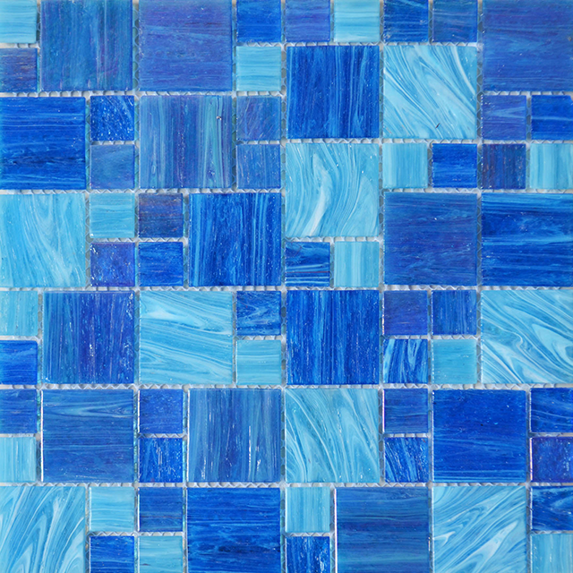 Blue Goldenline Glass Mosaic Tile for Swimming Pool