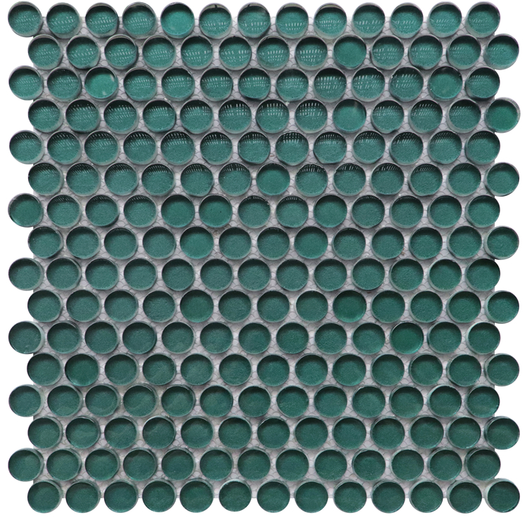 Green Penny Round Cold Spraying Glass Tile
