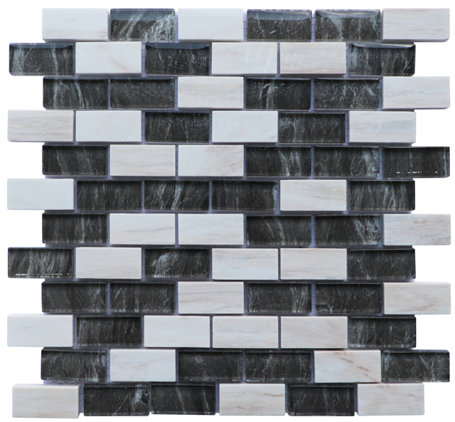 Glass Mixed Stone Wall Backsplash Mosaic
