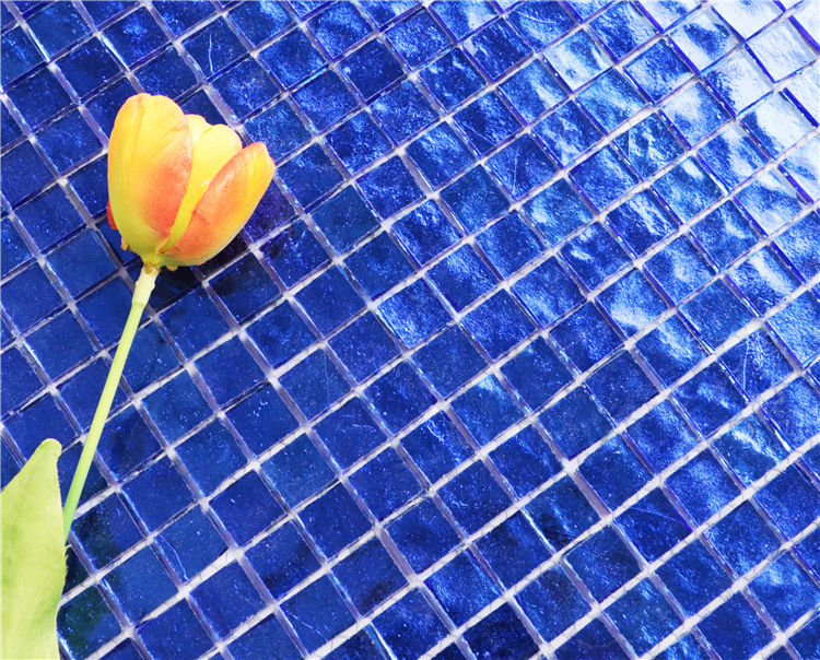 Electroplating Aqua Blue Stained Glass Mosaic Tile