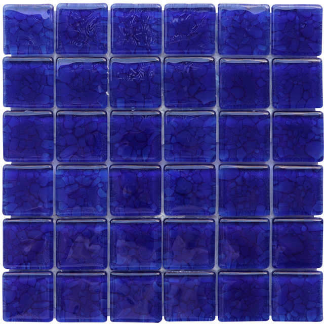 Navy Blue Ice Crackle Crystal Glass Pool Mosaic