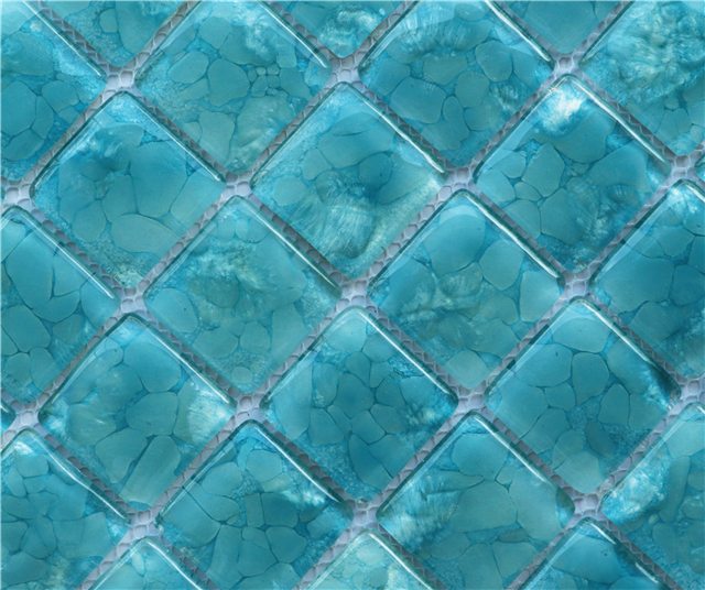 Ice Crackle Surface Green Crystal Glass Mosaic