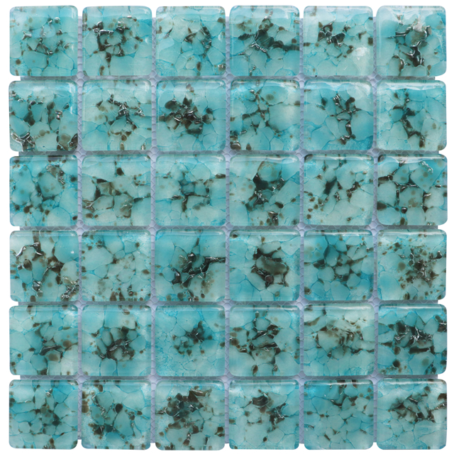 Ice Crackle Surface Cyan Crystal Glass Mosaic