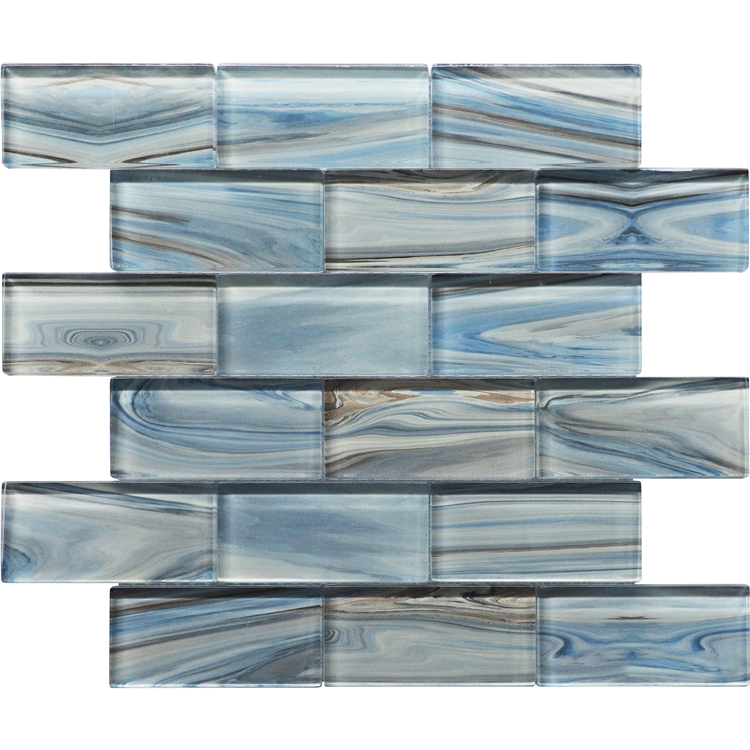Digital Curving Swimming Pool Crystal Glass Mosaic Wall Art